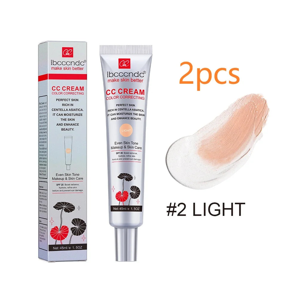 45ml Color Correcting CC Cream Moisturizing Waterproof Sweat-proof Makeup Before Concealer Lasting Women Makeup Change CC Cream