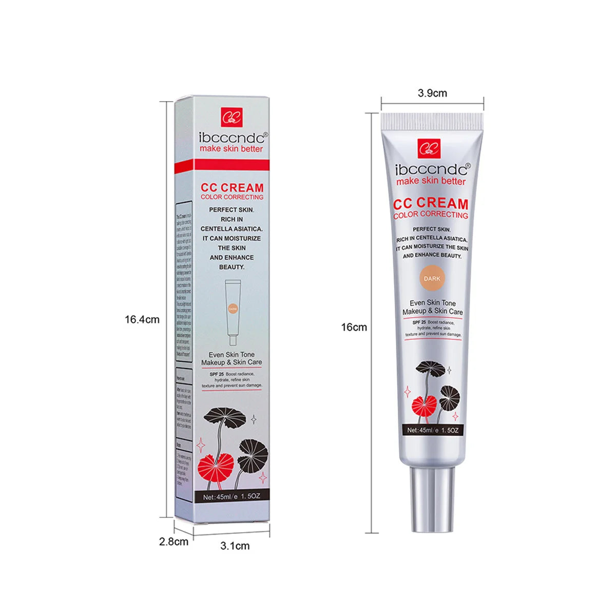 45ml Color Correcting CC Cream Moisturizing Waterproof Sweat-proof Makeup Before Concealer Lasting Women Makeup Change CC Cream