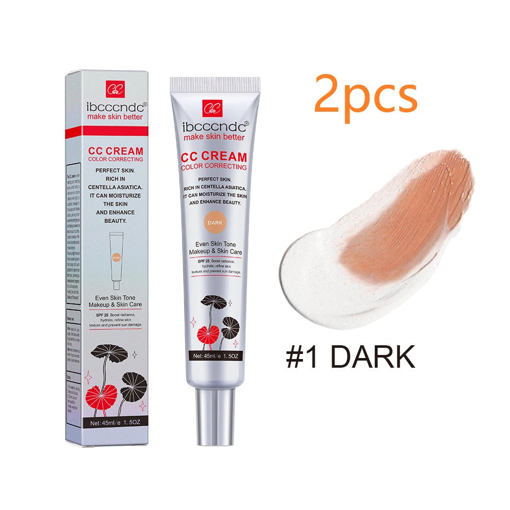 45ml Color Correcting CC Cream Moisturizing Waterproof Sweat-proof Makeup Before Concealer Lasting Women Makeup Change CC Cream