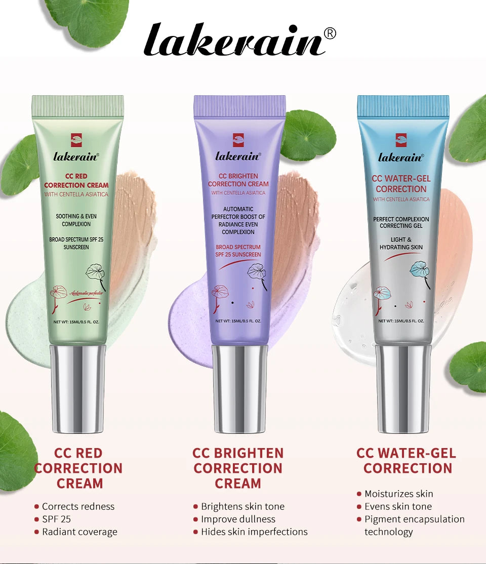45ml Color Correcting CC Cream Moisturizing Waterproof Sweat-proof Makeup Before Concealer Lasting Women Makeup Change CC Cream