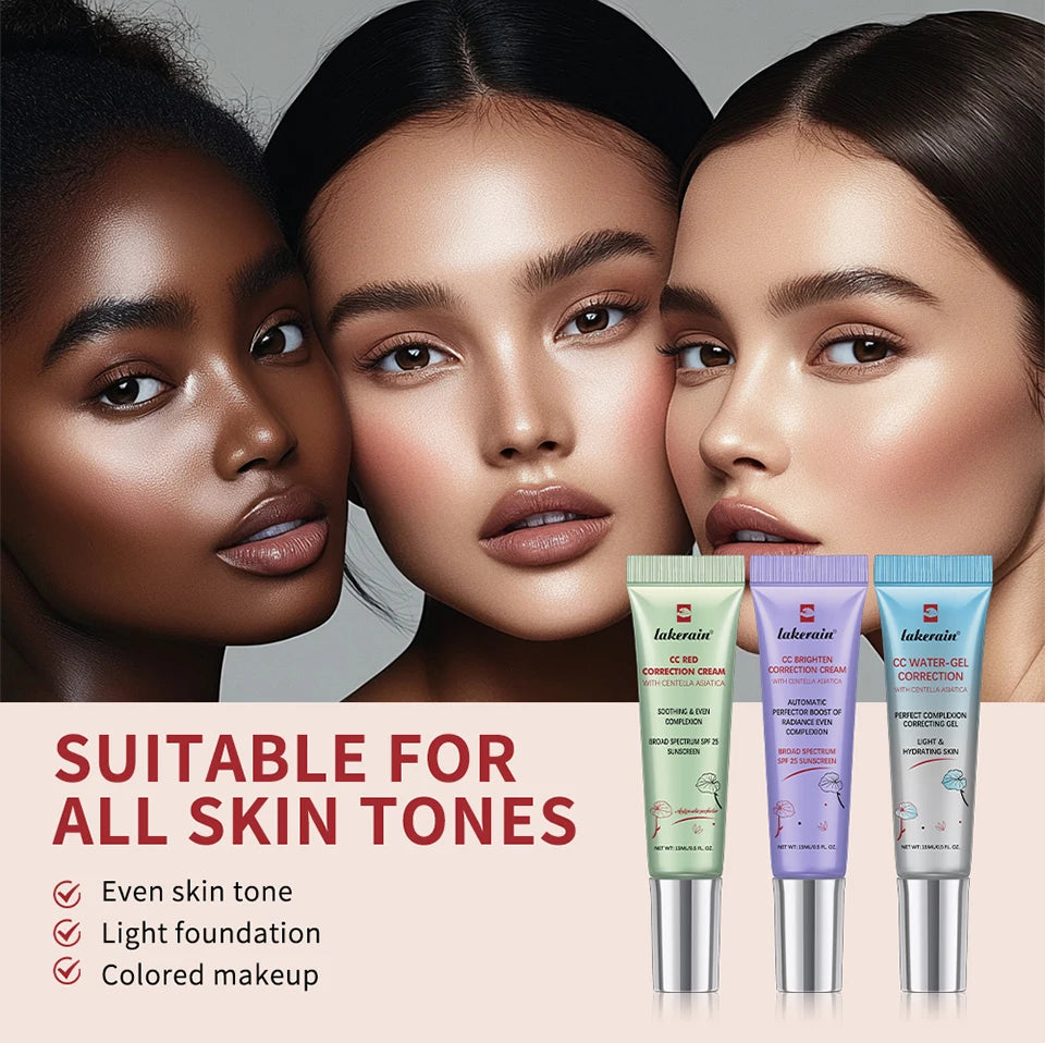 45ml Color Correcting CC Cream Moisturizing Waterproof Sweat-proof Makeup Before Concealer Lasting Women Makeup Change CC Cream