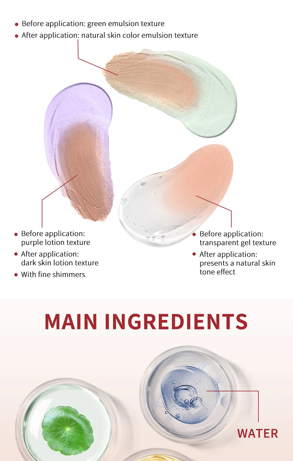 45ml Color Correcting CC Cream Moisturizing Waterproof Sweat-proof Makeup Before Concealer Lasting Women Makeup Change CC Cream