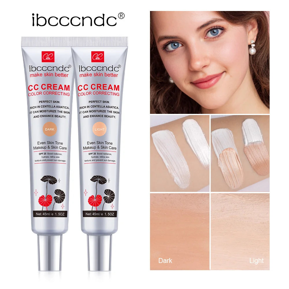 45ml Color Correcting CC Cream Moisturizing Waterproof Sweat-proof Makeup Before Concealer Lasting Women Makeup Change CC Cream